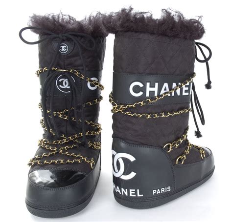 chanel black snow boots|vintage Chanel boots.